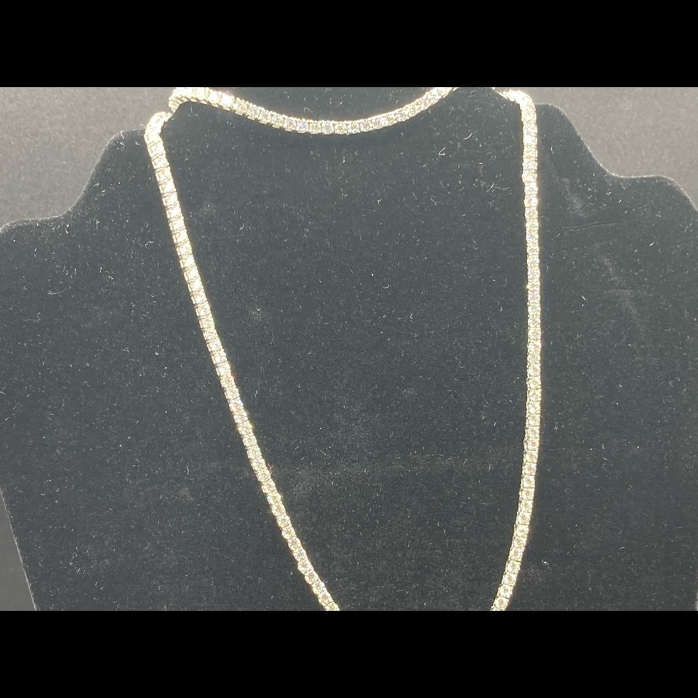 925 Silver Moissanite Tennis Chain Necklace Bracelet Set